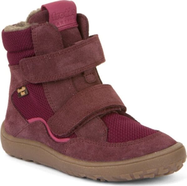 Dívčí zimní barefoot boty TEX WINTER Bordeaux