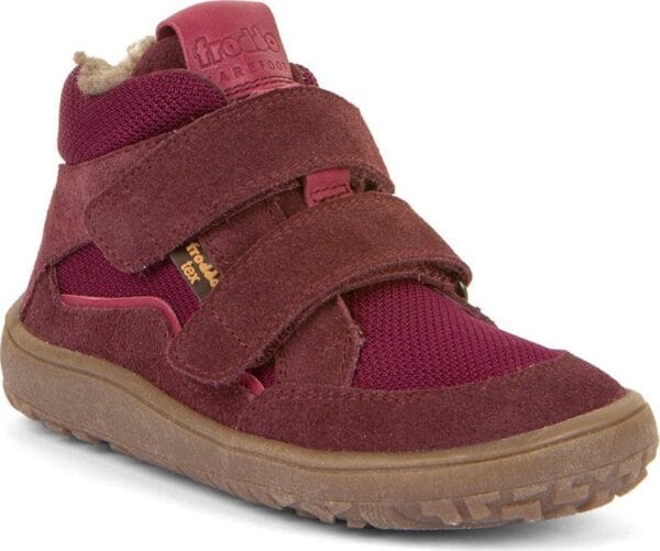 Dívčí zimní barefoot boty TEX WOOL Bordeaux