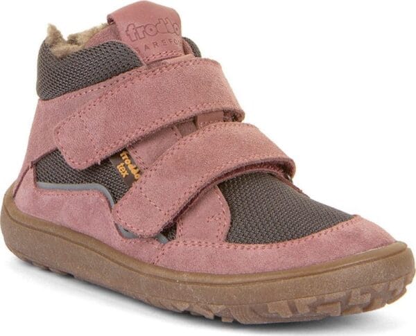 Dívčí zimní barefoot boty TEX WOOL Gray Pink